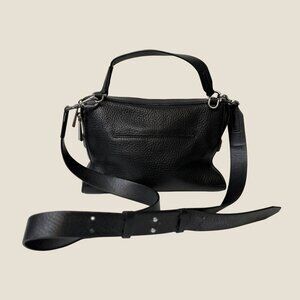 Michael Kors Ingrid Black Pebbled Leather Crossbody Shoulder Bag Silver Accents